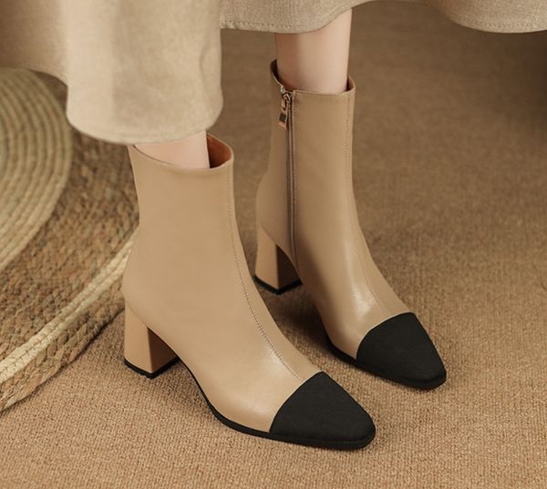 autumn winter high heel women's boots fashion color matching side zippers ankle boots female elegant concise, Black
autumn winter high heel women's boots fashion color matching side zippers ankle boots female elegant concise, Black