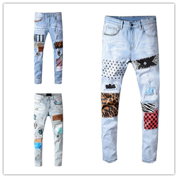2023 mens jeans distressed motorcycle biker jean rock skinny slim ripped hole letter brand hip hop denim pants, Blue
2023 mens jeans distressed motorcycle biker jean rock skinny slim ripped hole letter brand hip hop denim pants, Blue