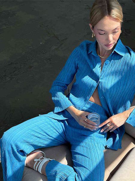 women's tracksuits blue slim pleated suits women fashion long sleeve single-breasted pants outfits 2022 female solid casual two piece s, Gray
women's tracksuits blue slim pleated suits women fashion long sleeve single-breasted pants outfits 2022 female solid casual two piece s, Gray