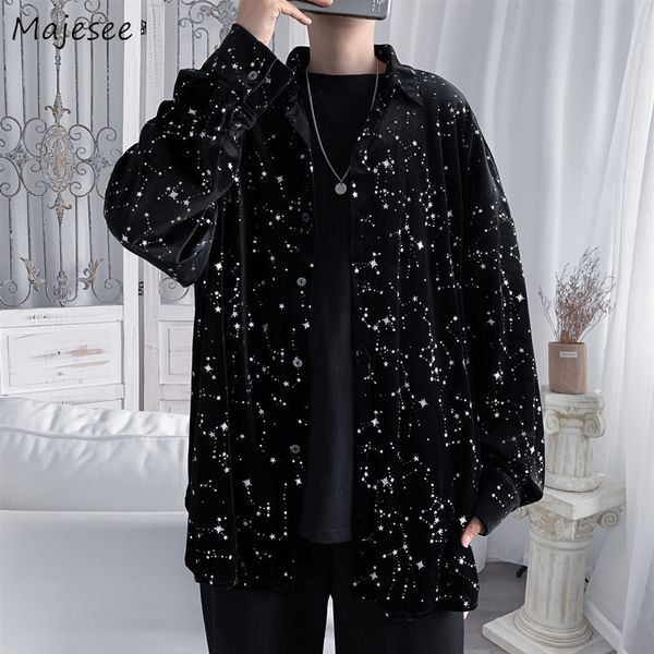 men s casual shirts star print men loose spring fashion trendy all match gothic leisure turn down collar clothes retro ins camisas clothing, White;black
men s casual shirts star print men loose spring fashion trendy all match gothic leisure turn down collar clothes retro ins camisas clothing, White;black