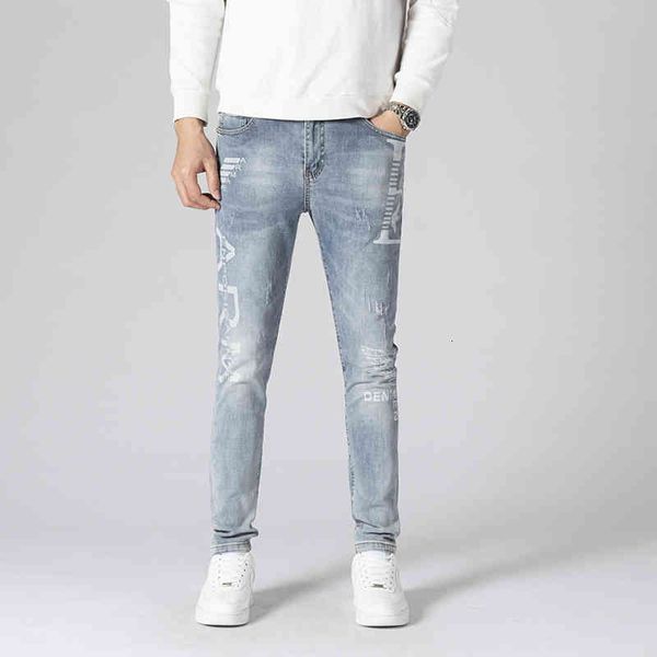 men's jeans men's summer thin elastic slim fitting small leg straight tube high-end fashion brand long pants pan8, Blue
men's jeans men's summer thin elastic slim fitting small leg straight tube high-end fashion brand long pants pan8, Blue