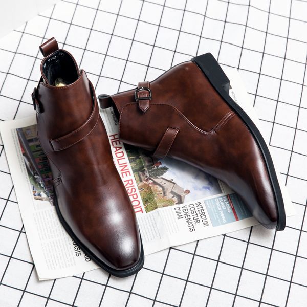 British Ankle Boots Men Shoes Classic Pointed Toe Solid Color PU Belt Buckle Comfortable Fashion Business Casual Daily AD076, Clear
British Ankle Boots Men Shoes Classic Pointed Toe Solid Color PU Belt Buckle Comfortable Fashion Business Casual Daily AD076, Clear