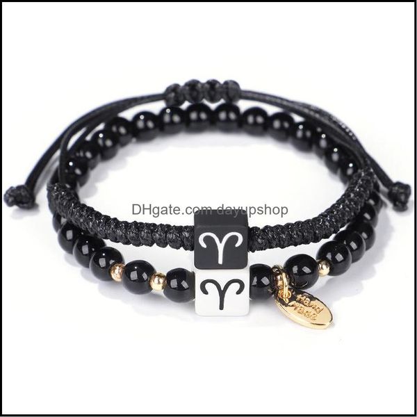 other bracelets 2pcs/set handmade 12 zodiac signs bracelet rope braided couple natural stone beaded bracelets friendship jewelry drop dhnds, Golden;silver
other bracelets 2pcs/set handmade 12 zodiac signs bracelet rope braided couple natural stone beaded bracelets friendship jewelry drop dhnds, Golden;silver
