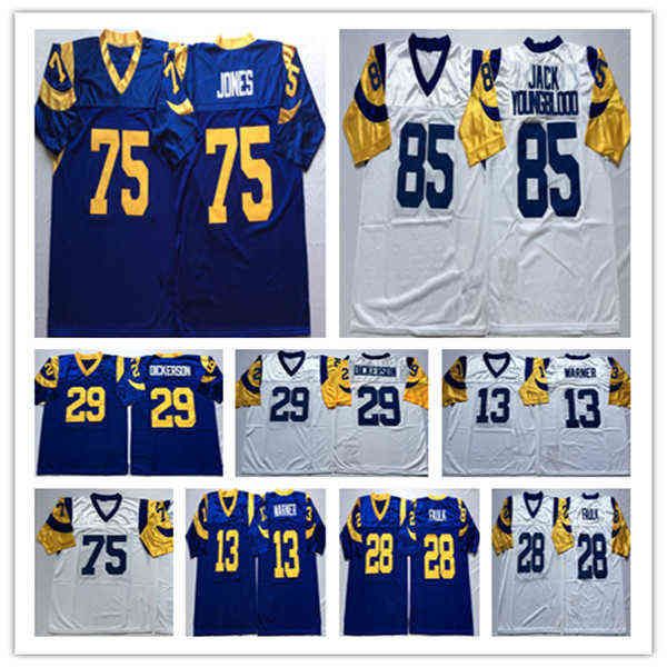 men's t shirt american college football wear ncaa men retired 29 eric dickerson 13 kurt warner 28 marshall faulk jersey 85 jack youngbl, White;black
men's t shirt american college football wear ncaa men retired 29 eric dickerson 13 kurt warner 28 marshall faulk jersey 85 jack youngbl, White;black