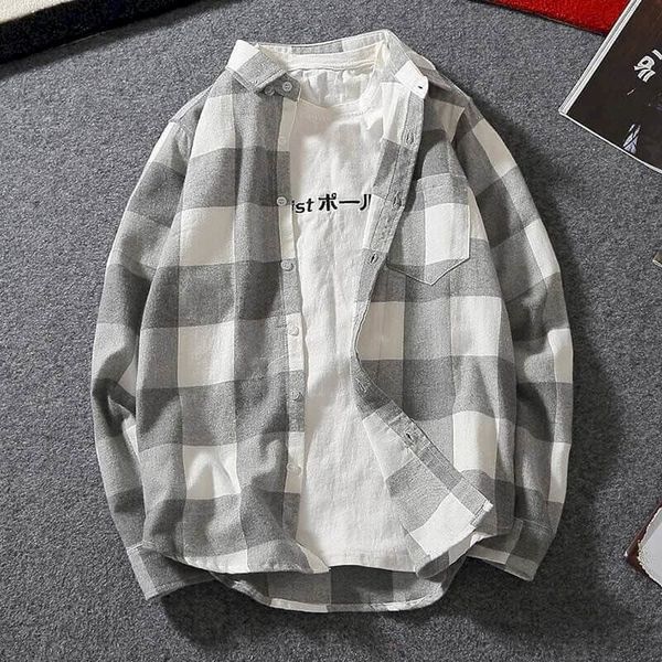 men s casual shirts plaid shirt male students korean version of the trend men s long sleeved shirts casual loose spring jacket couples wear, White;black
men s casual shirts plaid shirt male students korean version of the trend men s long sleeved shirts casual loose spring jacket couples wear, White;black