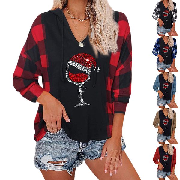 2022 women's hoodies new european and american christmas red wine glass hooded sweater women, Black
2022 women's hoodies new european and american christmas red wine glass hooded sweater women, Black