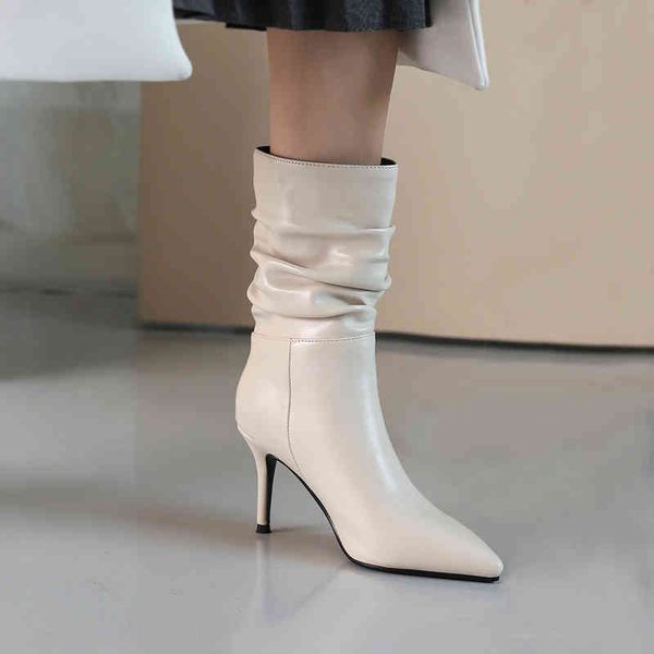 boots women pleated mid calf woman thin high heels women's pointed toe pumps ladies party shoes female winter slim bottes 220901, Black
boots women pleated mid calf woman thin high heels women's pointed toe pumps ladies party shoes female winter slim bottes 220901, Black