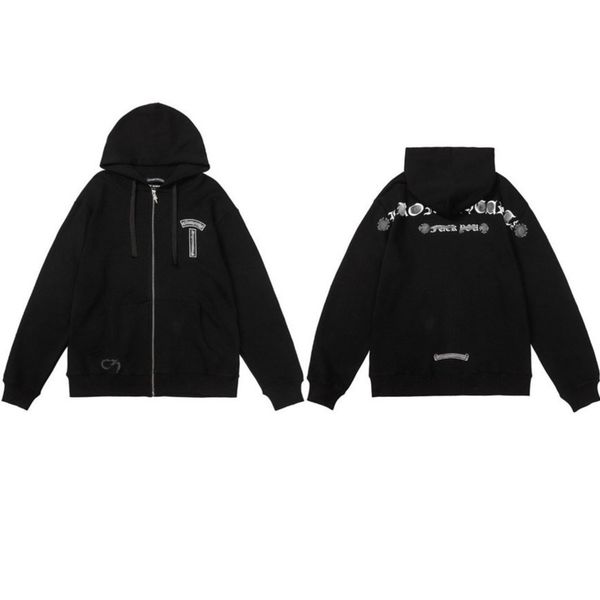 classic luxury men's sweatshirts ch designer hoodie fashion men women horseshoe sanskrit loose zipper jacket pullover hooded coat swea, Black 
classic luxury men's sweatshirts ch designer hoodie fashion men women horseshoe sanskrit loose zipper jacket pullover hooded coat swea, Black