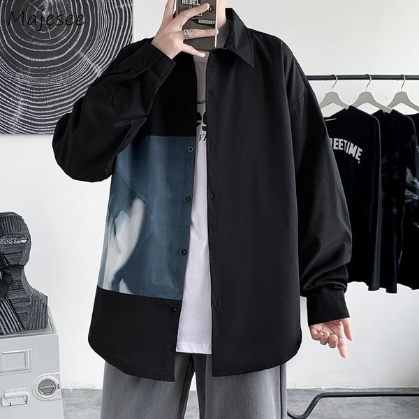 men s casual shirts men autumn japanese basic loose simple patchwork fashion classic teens bf handsome chemise retro homme all match 220901, White;black
men s casual shirts men autumn japanese basic loose simple patchwork fashion classic teens bf handsome chemise retro homme all match 220901, White;black