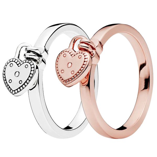 real sterling silver heart shaped padlock ring set women girls wedding gift jewelry for pandora rose gold designer rings with original box, Slivery;golden
real sterling silver heart shaped padlock ring set women girls wedding gift jewelry for pandora rose gold designer rings with original box, Slivery;golden
