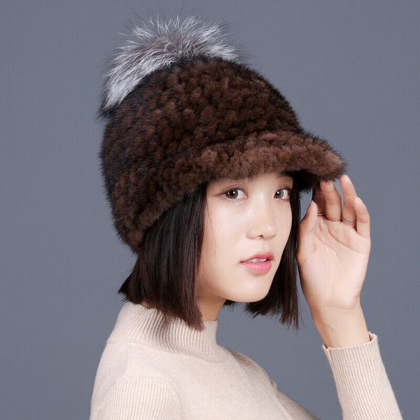 winter women's genuine mink fur peaked hat with fox pom poms to keep warm, Blue;gray
winter women's genuine mink fur peaked hat with fox pom poms to keep warm, Blue;gray