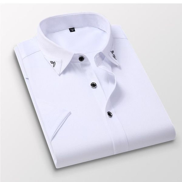 mens designer shirts smart casual summer camisa men short sleeve navy blue single breasted turn down collar business anti-wrinkle fashion sl, White;black
mens designer shirts smart casual summer camisa men short sleeve navy blue single breasted turn down collar business anti-wrinkle fashion sl, White;black