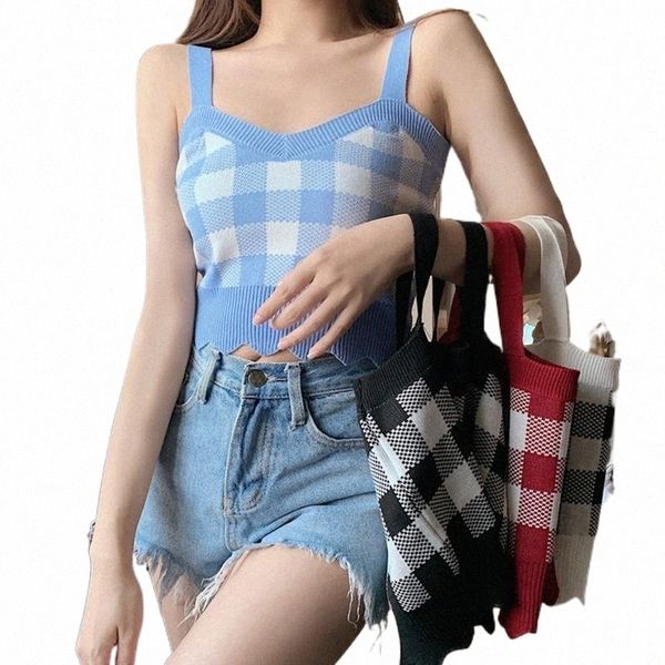 women's tanks & camis women's tanks & camis ljsxls plaid knitted tank women summer korean bustier retro camisole cropped female s, White
women's tanks & camis women's tanks & camis ljsxls plaid knitted tank women summer korean bustier retro camisole cropped female s, White