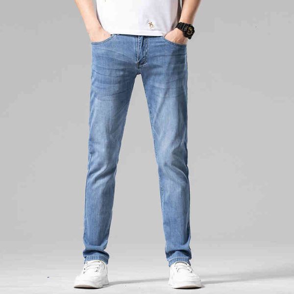 men's jeans men's summer thin elastic slim fitting small leg straight tube high-end fashion brand leisure long pants q00h, Blue
men's jeans men's summer thin elastic slim fitting small leg straight tube high-end fashion brand leisure long pants q00h, Blue