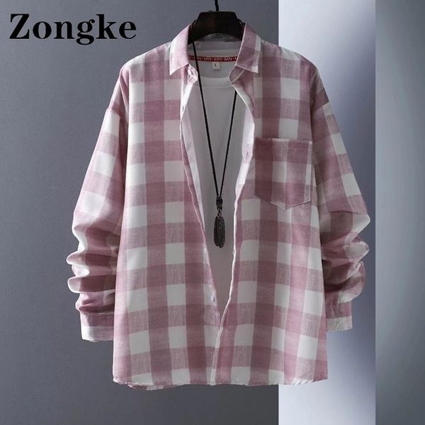 men s casual shirts zongke plaid button up shirt men clothing fashion long sleeve streetwear size 2xl spring arrivals 220901, White;black
men s casual shirts zongke plaid button up shirt men clothing fashion long sleeve streetwear size 2xl spring arrivals 220901, White;black