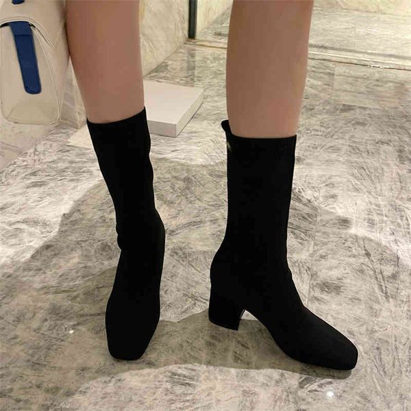 women ankle boots leather autumn and winter new medium socks woman shoes 220901, Black
women ankle boots leather autumn and winter new medium socks woman shoes 220901, Black