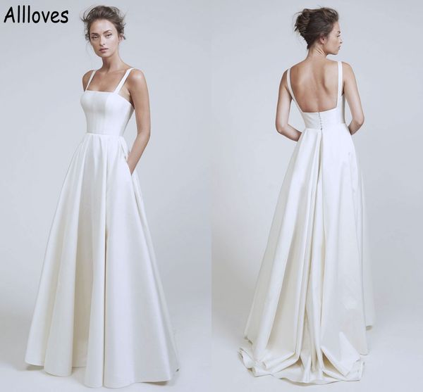 spahgetti straps simple satin a line wedding dresses fashion sleeveless boho garden bridal gowns sweep train open back brides modern robes d, White
spahgetti straps simple satin a line wedding dresses fashion sleeveless boho garden bridal gowns sweep train open back brides modern robes d, White