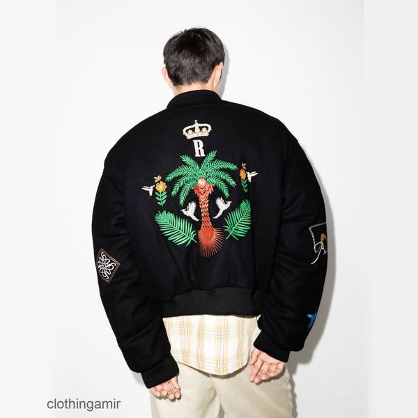letter rhude fashion brand jacket flower coat american embroidered woolen baseball suit men's and women's loose, Black;brown
letter rhude fashion brand jacket flower coat american embroidered woolen baseball suit men's and women's loose, Black;brown
