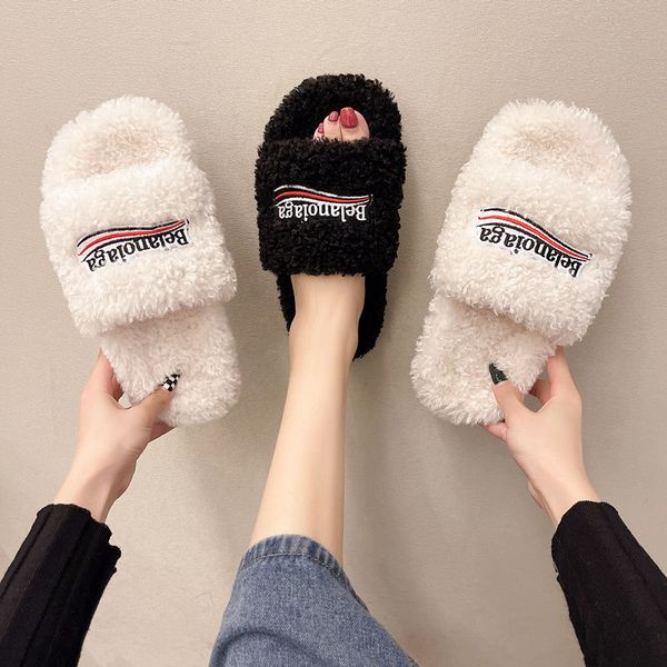 2022 fashion designers women ladies wool slippers black white blue slides winter fur fluffy furry warm letters sandals a118
2022 fashion designers women ladies wool slippers black white blue slides winter fur fluffy furry warm letters sandals a118
