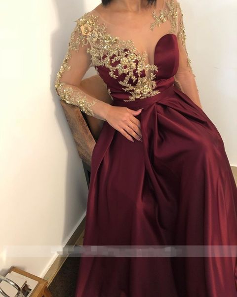 elegant burgundy a-line evening dresses illusion long sleeves formal prom dress 2022 gold flowers lace satin robe de soiree, Black;red
elegant burgundy a-line evening dresses illusion long sleeves formal prom dress 2022 gold flowers lace satin robe de soiree, Black;red