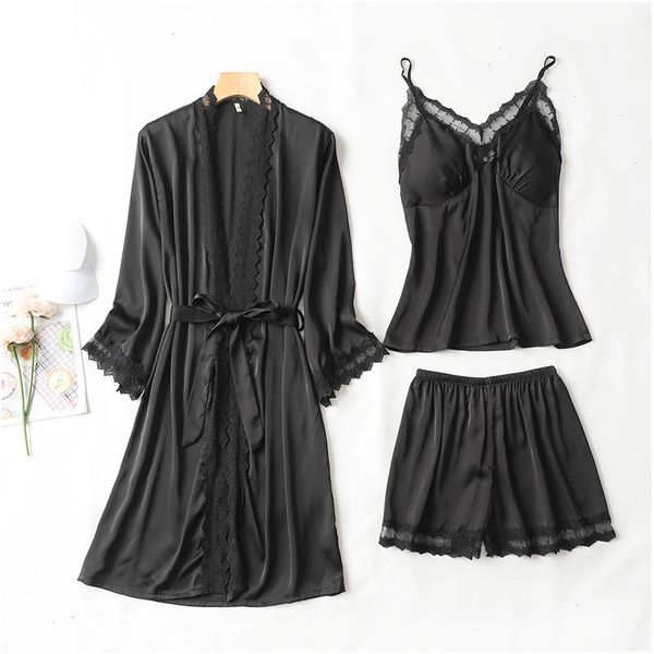 casual sleep set satin sleepwear black lace pyjamas pajamas suit women home, Black;red
casual sleep set satin sleepwear black lace pyjamas pajamas suit women home, Black;red