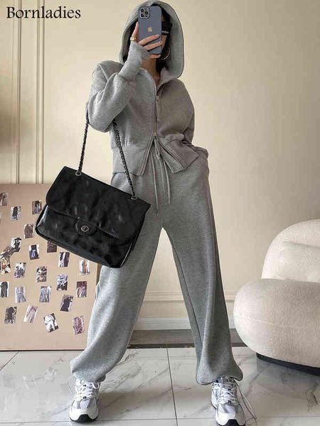women's tracksuits bornladies 2022 spring autumn women cotton sweatshirt 2 sets hooded collar zipper loose sweatshirt straight long pan, Gray
women's tracksuits bornladies 2022 spring autumn women cotton sweatshirt 2 sets hooded collar zipper loose sweatshirt straight long pan, Gray
