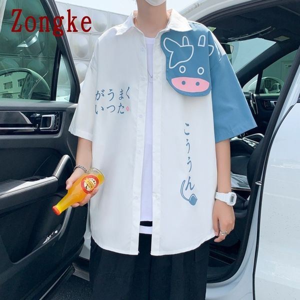 men s casual shirts zongke cow patchwork for clothing 2xl summer clothes short sleeve arrivals 220901, White;black
men s casual shirts zongke cow patchwork for clothing 2xl summer clothes short sleeve arrivals 220901, White;black