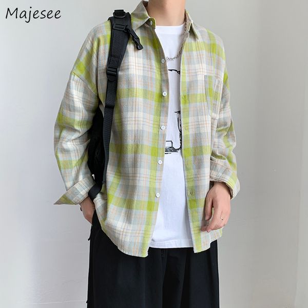 men s casual shirts young plaid men couples autumn fashion high street chic design simple vintage workwear basic daily outwear camisa 220901, White;black
men s casual shirts young plaid men couples autumn fashion high street chic design simple vintage workwear basic daily outwear camisa 220901, White;black