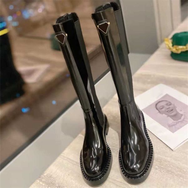 2022 autum luxury designer women motorcycle boots comfortable leather elastic fabric zipper fashion knee height booties, Black
2022 autum luxury designer women motorcycle boots comfortable leather elastic fabric zipper fashion knee height booties, Black