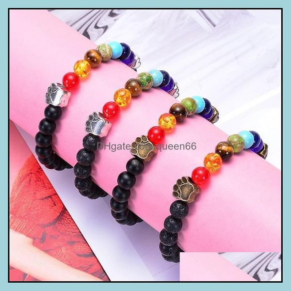 charm bracelets 8mm seven chakra lava volcanic stone dog paw heart bracelet energy yoga essential oil diffuser women jewelry drop del dhq2w, Golden;silver
charm bracelets 8mm seven chakra lava volcanic stone dog paw heart bracelet energy yoga essential oil diffuser women jewelry drop del dhq2w, Golden;silver