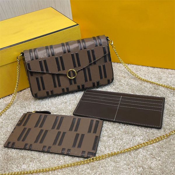 

mini wallet on chain with pouches bag 3 piece set designer hand-painted printed geometric flap magnetic buckle handbag 3pcs set leather shou