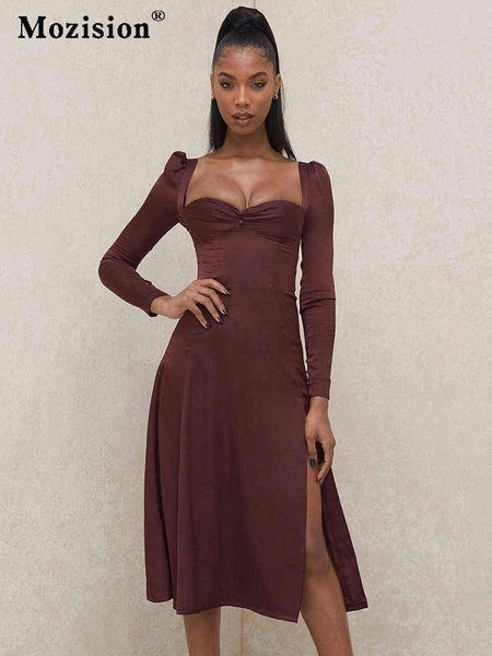 casual dresses mozision 2022 satin square collar long sleeve dress for women gown summer new elegant backless party dress vestido t220831, Black;gray
casual dresses mozision 2022 satin square collar long sleeve dress for women gown summer new elegant backless party dress vestido t220831, Black;gray