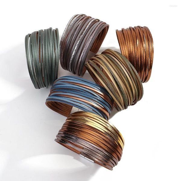 charm bracelets amorcome multicolor slim leather wrap for women multiple layers strips wide bracelet bangle party fashion jewelry, Golden;silver
charm bracelets amorcome multicolor slim leather wrap for women multiple layers strips wide bracelet bangle party fashion jewelry, Golden;silver