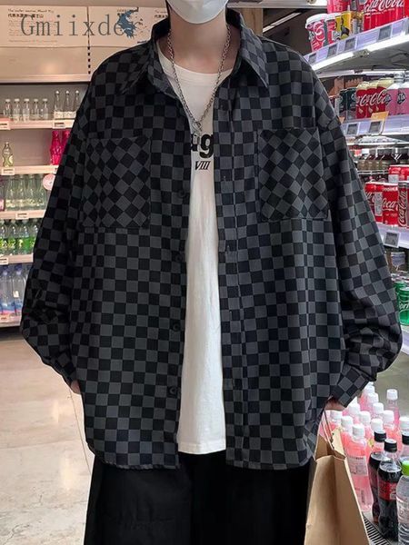 men s casual shirts gmiixder punk plaid male korean preppy loose blouse jacket japan streetwear hong kong style black long sleeved 220901, White;black
men s casual shirts gmiixder punk plaid male korean preppy loose blouse jacket japan streetwear hong kong style black long sleeved 220901, White;black