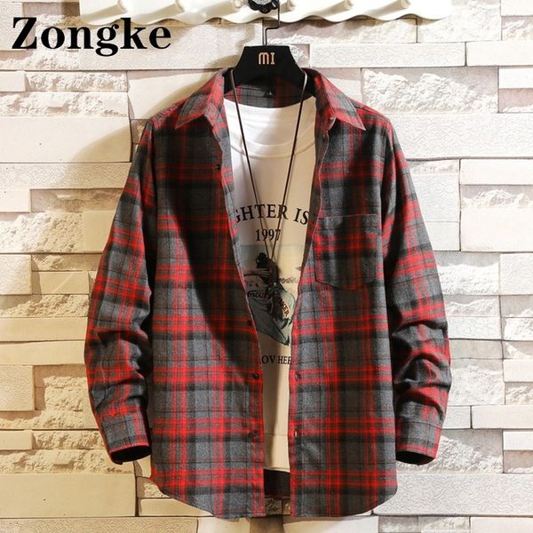 men s casual shirts zongke plaid men long sleeve korean fashion streetwear size 2xl spring arrivals 220901, White;black
men s casual shirts zongke plaid men long sleeve korean fashion streetwear size 2xl spring arrivals 220901, White;black