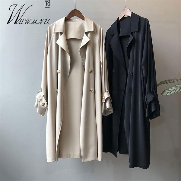 women's wool blends casual unlined thin trench coat korean fashion double breasted black khaki overcoat spring loose gabardina mujer 22
women's wool blends casual unlined thin trench coat korean fashion double breasted black khaki overcoat spring loose gabardina mujer 22