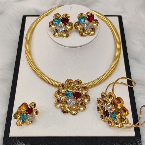 other jewelry sets for women flower earrings gold color necklace copper statement bracelet ring party christmas gift 220831, Silver
other jewelry sets for women flower earrings gold color necklace copper statement bracelet ring party christmas gift 220831, Silver