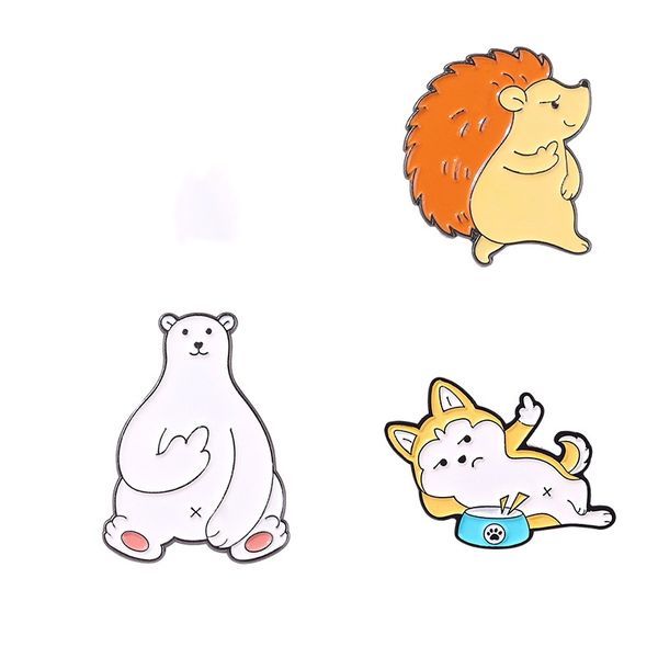cartoon middle finger animal brooches 3pcs set polar bear hedgehog dog shaped enamel lapel pins alloy brooch for girls badge jewelry gift, Gray
cartoon middle finger animal brooches 3pcs set polar bear hedgehog dog shaped enamel lapel pins alloy brooch for girls badge jewelry gift, Gray