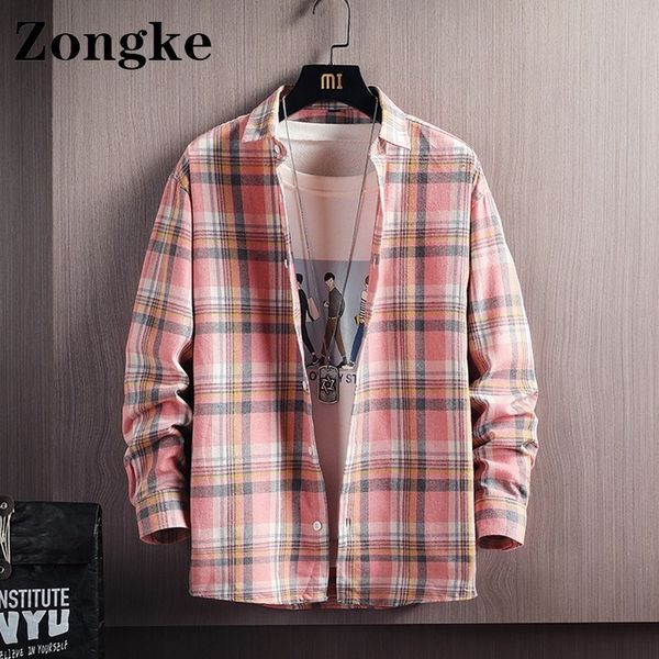 men s casual shirts zongke pink plaid button up shirt men clothing fashion long sleeve streetwear size 3xl spring arrivals 220901, White;black
men s casual shirts zongke pink plaid button up shirt men clothing fashion long sleeve streetwear size 3xl spring arrivals 220901, White;black