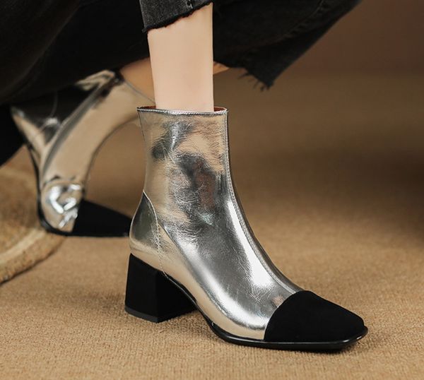 new autumn boots winter genuine leather retro square toe zipper ankle boots square heel all match women shoes, Black
new autumn boots winter genuine leather retro square toe zipper ankle boots square heel all match women shoes, Black