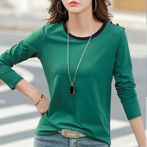women s t shirt poleras mujer long sleeve tees spring autumn solid t women clothing cotton casual tshirt button tee femme 220901, White
women s t shirt poleras mujer long sleeve tees spring autumn solid t women clothing cotton casual tshirt button tee femme 220901, White