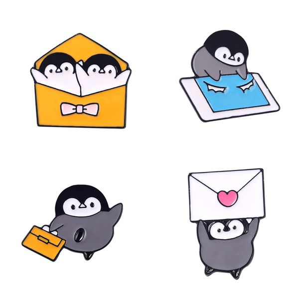 creative cartoon animal brooch set 4pcs penguin messenger enamel paint badges for girls pin jewelry gift clothes accessories, Gray
creative cartoon animal brooch set 4pcs penguin messenger enamel paint badges for girls pin jewelry gift clothes accessories, Gray