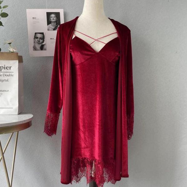 autumn velour womens sleepwear home clothing kimono robe set intimate lingerie, Black;red
autumn velour womens sleepwear home clothing kimono robe set intimate lingerie, Black;red