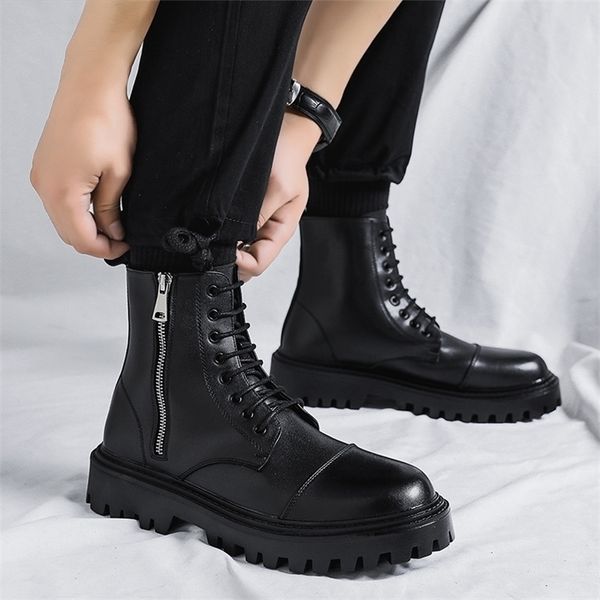 dress shoes thicksoled boots men's ins short motorcycle tooling high8hole genuine leather men 220831, Black
dress shoes thicksoled boots men's ins short motorcycle tooling high8hole genuine leather men 220831, Black