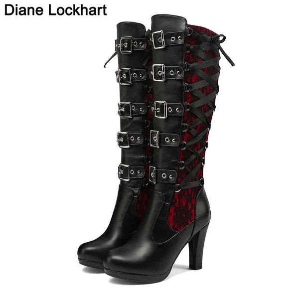 boots women's belt buckle knee high 2022 winter keep warm female lace long boot gothic mature ladies platform boottes 220901, Black
boots women's belt buckle knee high 2022 winter keep warm female lace long boot gothic mature ladies platform boottes 220901, Black