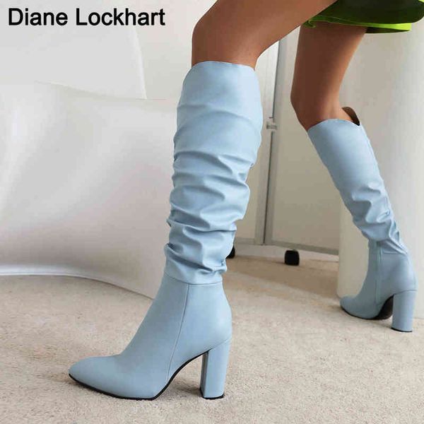 boots fashion blue women pleated knee high pointed toe square heels ladies long boot slip on female shoes size 43 dropship 220901, Black
boots fashion blue women pleated knee high pointed toe square heels ladies long boot slip on female shoes size 43 dropship 220901, Black