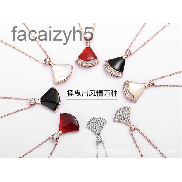 strands strings designer baojia s925 sterling silver skirt necklace female fan-shaped white fritillary diamond pendant valentine's day, Black
strands strings designer baojia s925 sterling silver skirt necklace female fan-shaped white fritillary diamond pendant valentine's day, Black