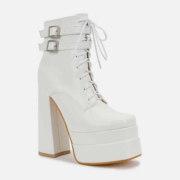 white ankle women motocross boots super high heel 14cm double waterproof platform leather boot motorcycle shoes buckle decoration, Black
white ankle women motocross boots super high heel 14cm double waterproof platform leather boot motorcycle shoes buckle decoration, Black