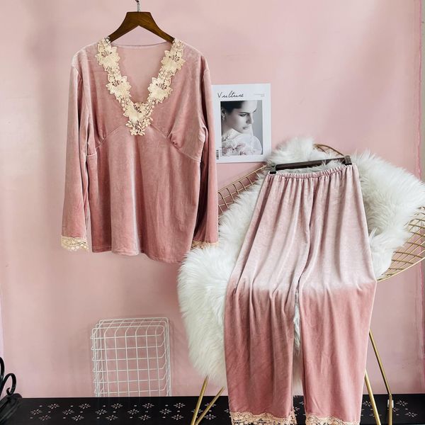 pajamas suit sleepwears women sleep set home clothing casual velvet nightwear, Black;red
pajamas suit sleepwears women sleep set home clothing casual velvet nightwear, Black;red