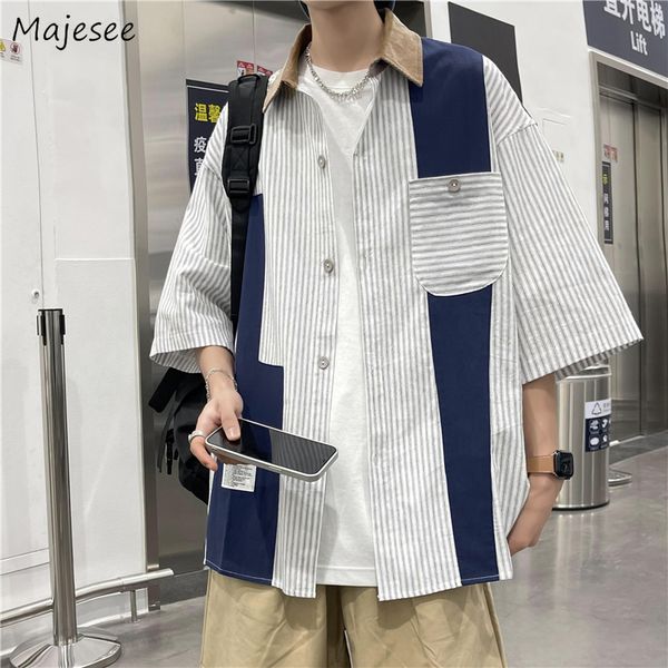 men s casual shirts men retro design patchwork cargo japanese harajuku all match college youngster handsome summer arrival 220901, White;black
men s casual shirts men retro design patchwork cargo japanese harajuku all match college youngster handsome summer arrival 220901, White;black